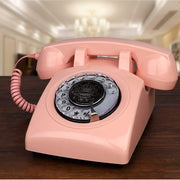 Red Corded Telephone, Classic Rotary Dial Home Office Phones, Antique Vintage Telephone of 1930s Old Fashion Telephone