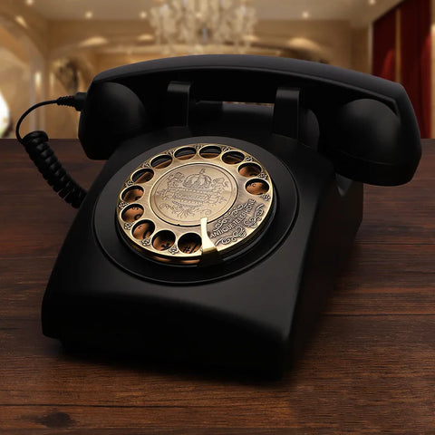 Red Corded Telephone, Classic Rotary Dial Home Office Phones, Antique Vintage Telephone of 1930s Old Fashion Telephone