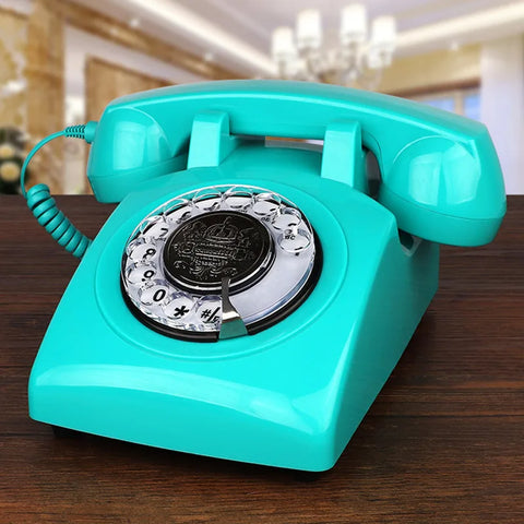 Red Corded Telephone, Classic Rotary Dial Home Office Phones, Antique Vintage Telephone of 1930s Old Fashion Telephone
