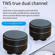 Bone conduction wireless speaker - sucker mount, TWS hi-fi sound enhanced bass, wearable loop, resonance features dynamic audio