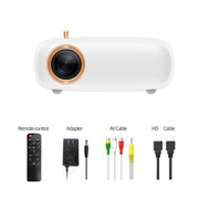 Portable Projector 50-200in Screen Size with HD/AV/USB Interfaces 30000H Lifespan Built-in Speaker Phone Projector for Home