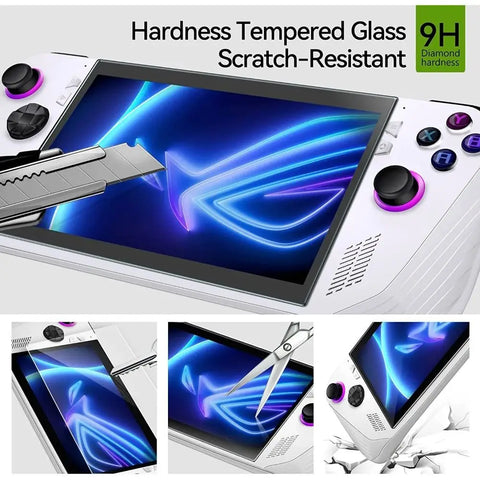 3pcs Game Accessories Screen Protector Handheld Console 7 inch Protective Film HD Curved Edge Tempered Glass for Asus ROG Ally