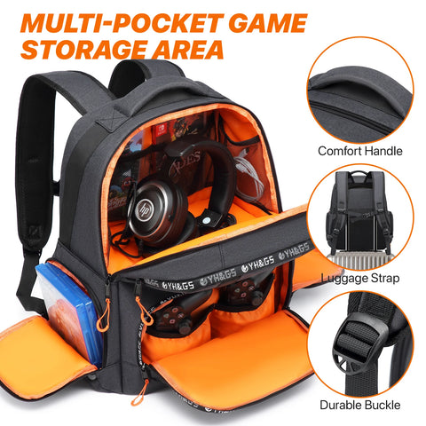 Gaming Backpack Compatible with Xbox Series X/S Console Bag with Separate Storage Console Headset Pockets for Gam Accessories