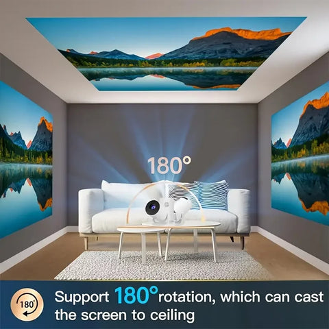 Mini Projector, Supports 1080P, 200 ANSI, Adjustable 180° Projection Angle, TV Stick, USB, Notebook Computer And Other Devices.