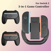Switch 2 accessories 3-piece set, three-in-one grip set, 2 small controllers +1 steering wheel, enhancing the gaming experience