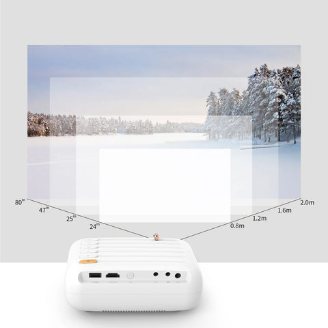 Portable Projector 50-200in Screen Size with HD/AV/USB Interfaces 30000H Lifespan Built-in Speaker Phone Projector for Home