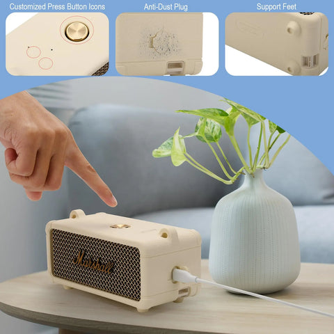 Speaker Protective Cover Anti-Scratch Silicone Portable Shell Shockproof Speaker Cover for Marshall Emberton III Speaker