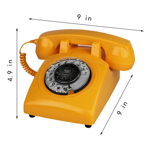 Red Corded Telephone, Classic Rotary Dial Home Office Phones, Antique Vintage Telephone of 1930s Old Fashion Telephone