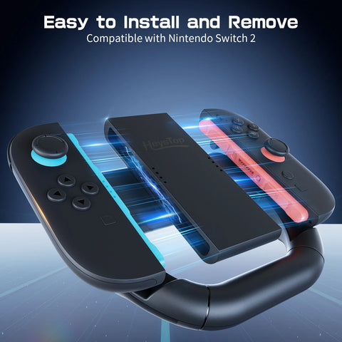 Switch 2 accessories 3-piece set, three-in-one grip set, 2 small controllers +1 steering wheel, enhancing the gaming experience