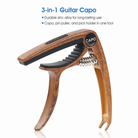 Guitar Accessories Kit - Wall Mount Hanger, Strap, Strap Locks, Headstock Strap Adapter, Picks & Capo - Ideal for Guitarists