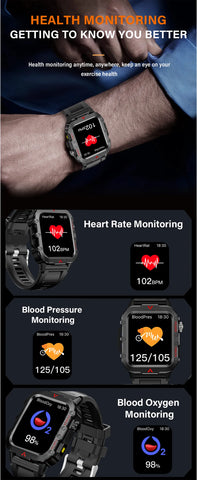 New SmartWatch Men Militray