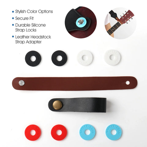 Guitar Accessories Kit - Wall Mount Hanger, Strap, Strap Locks, Headstock Strap Adapter, Picks & Capo - Ideal for Guitarists