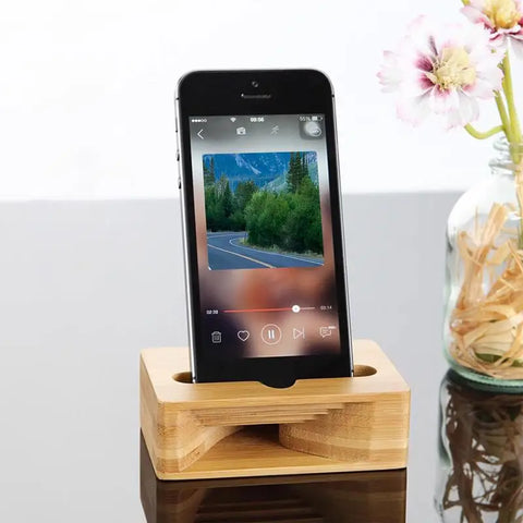 Wood Phones Mobile Phone Sound Amplifier Stand Wooden Phones with Sound Amplifier Phone Holder Desk Support