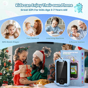 Kids Phone Gifts Toys for 3-12 Year Olds Toy Phone with Dual Camera MP3 Music Player Game Touchscreen Learning Toy Birthday Gift