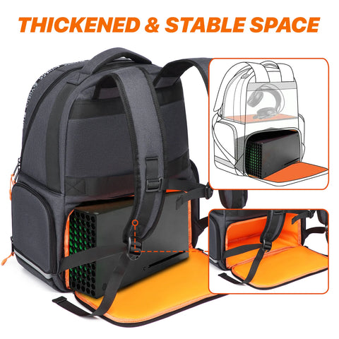 Gaming Backpack Compatible with Xbox Series X/S Console Bag with Separate Storage Console Headset Pockets for Gam Accessories