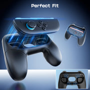 Switch 2 accessories 3-piece set, three-in-one grip set, 2 small controllers +1 steering wheel, enhancing the gaming experience